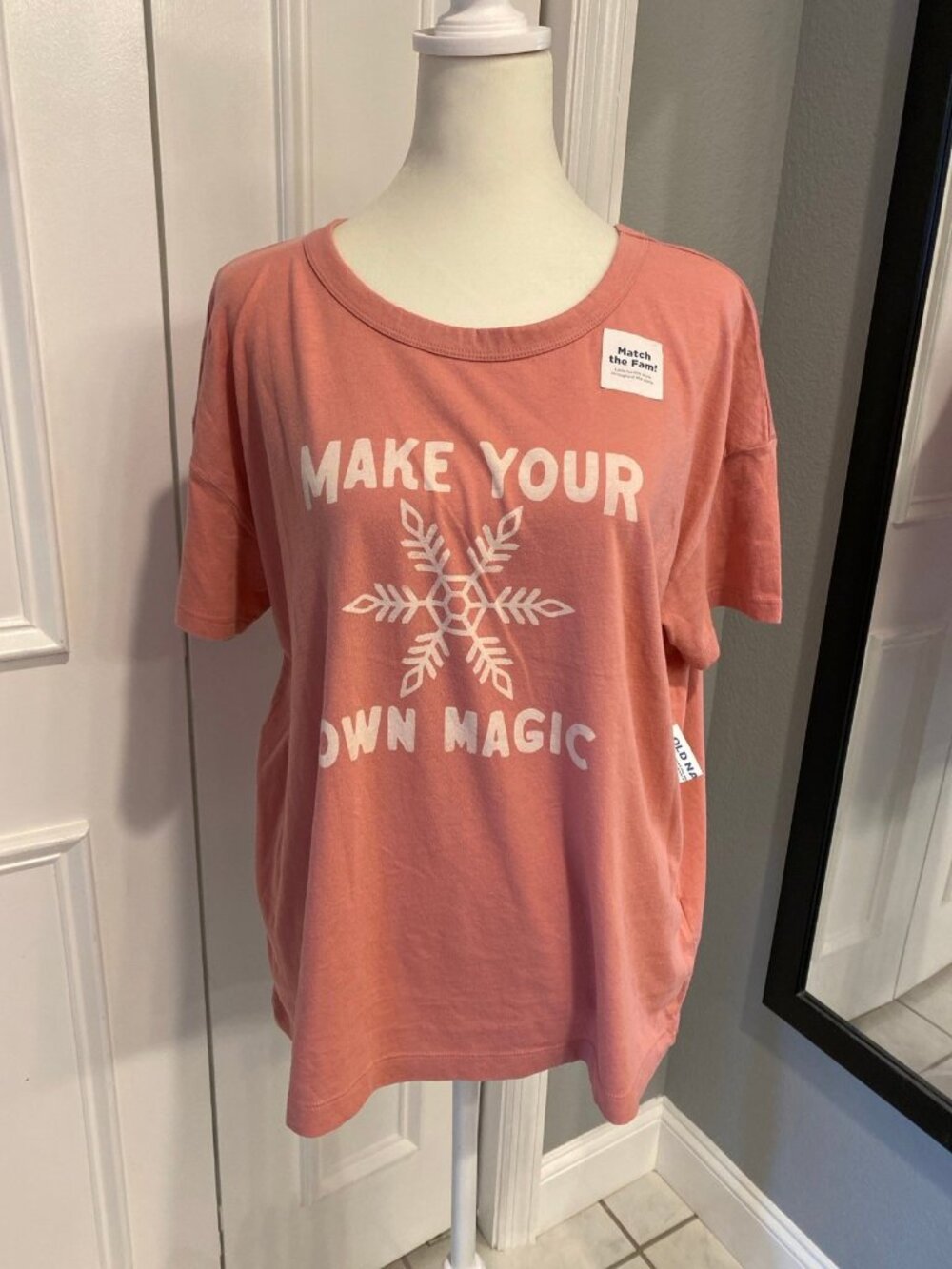 NWT Old Navy Dusty Pink Christmas Winter Lounge Pajama Shirt Ladies Size Large